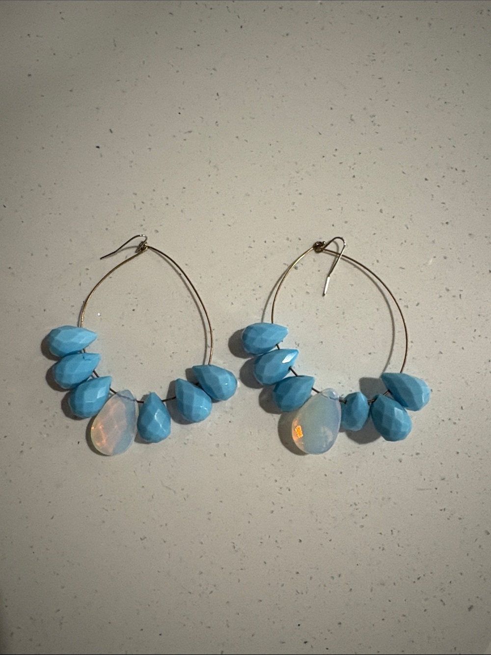 Blue Teardrop Hoop Earrings - Women Jewelry